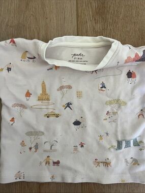 Pehr Cream Long-Sleeve Kids Tee with Playful City Print